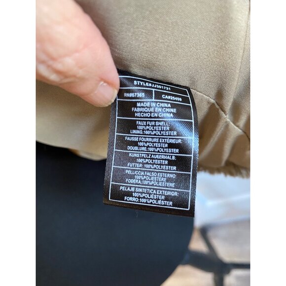 Jack By BB Dakota Tan Faux Fur Open-Front Vest With Lining sz L - Picture 8 of 9